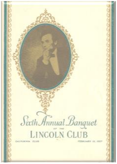 Vintage banquet invitation for Lincoln Club's Sixth Annual event.