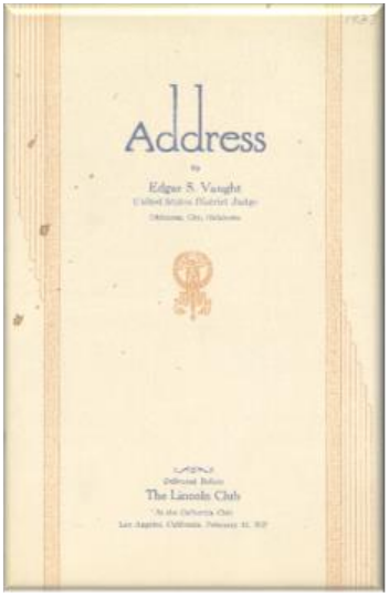 Vintage book cover titled 'Address' by Edgar F. Wright with floral design.