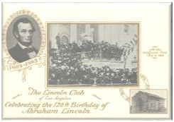 Historical photo of a Lincoln Club event celebrating Abraham Lincoln's birthday.